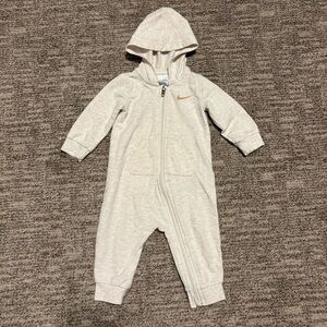 Nike baby hooded one piece outfit, size 9 months, neutral tan